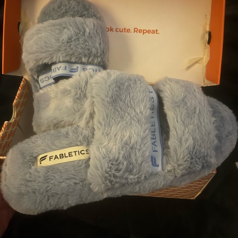 Flabletics slip on strap slipper, baby blue